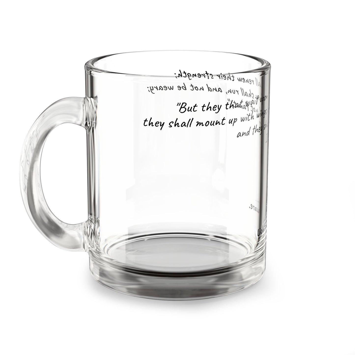 10oz Glass Mug - "But they that wait" (Isaiah 40:31) (KJV)
