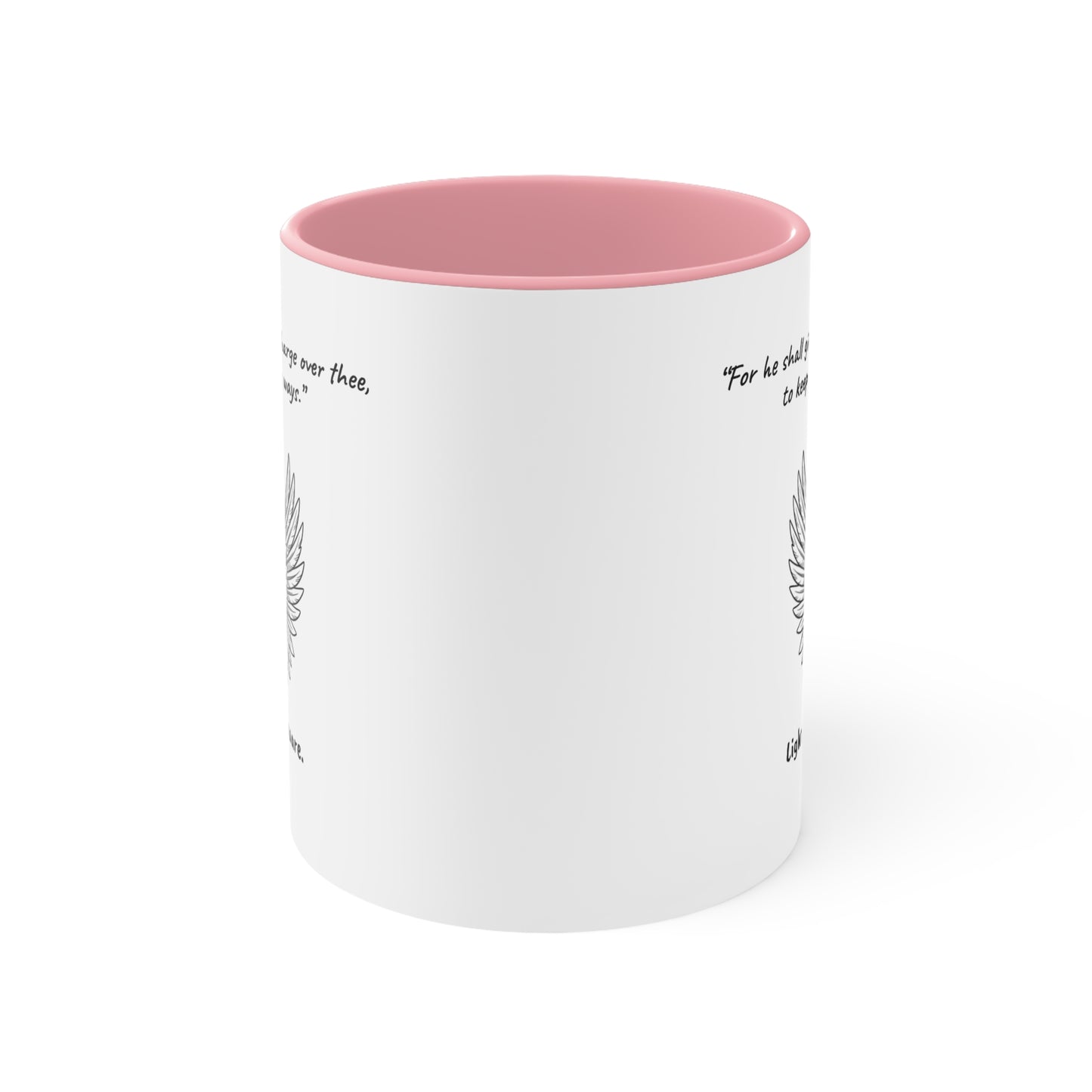 Angel Wings Accent Mug - “For he shall give his angels charge over thee, to keep thee in all thy ways.” Psalm 91:11 (KJV)