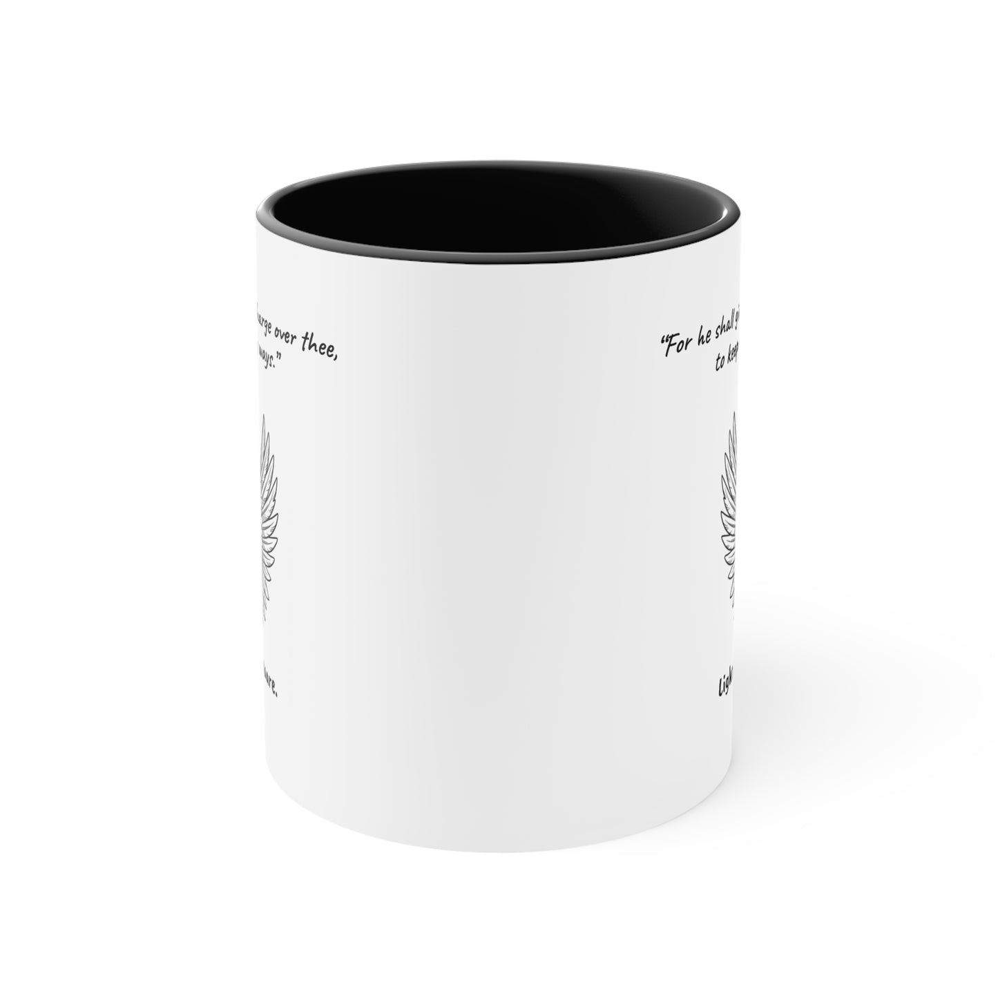 Angel Wings Accent Mug - “For he shall give his angels charge over thee, to keep thee in all thy ways.” Psalm 91:11 (KJV)