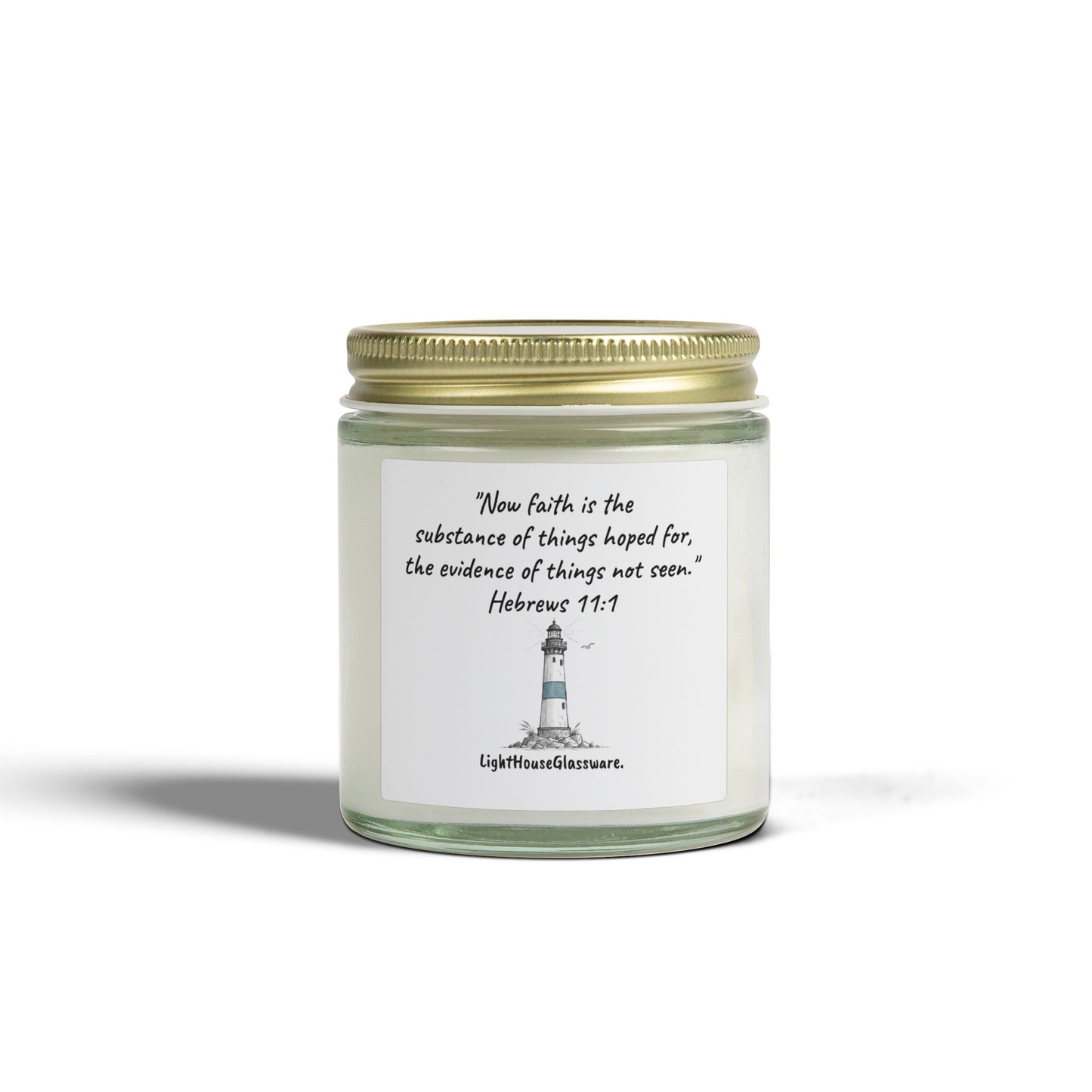 Hebrews 11:1 (KJV) Bible Verse Scented Candle — Coconut Apricot (4oz & 9oz)