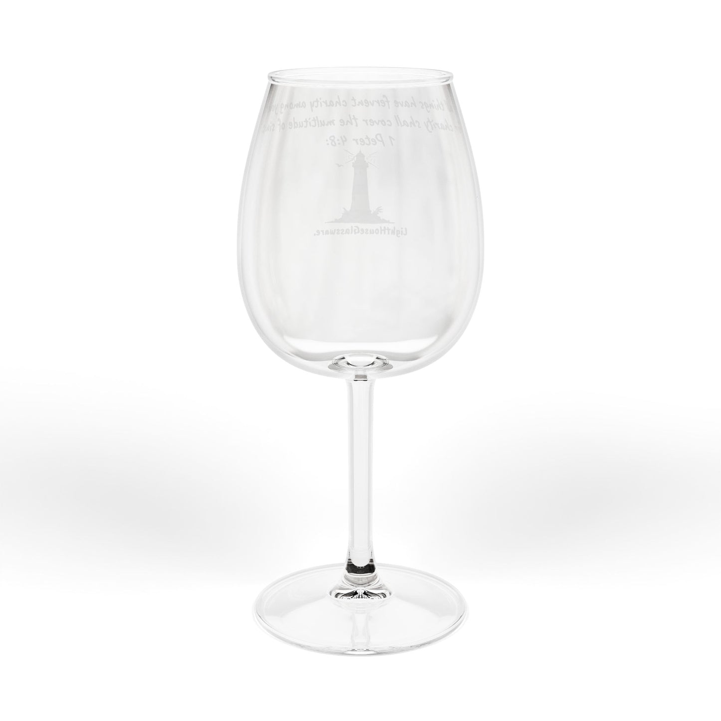 12oz Stemmed Glass - "Charity shall cover the multitude of sins." 1 Peter 4:8 (KJV)