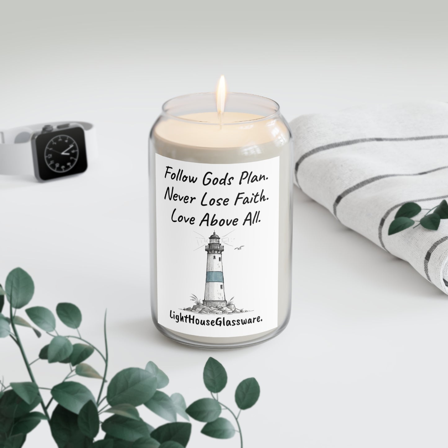 13.75oz Soy Candle - "Follow God’s Plan. Never Lose Faith. Love Above All."