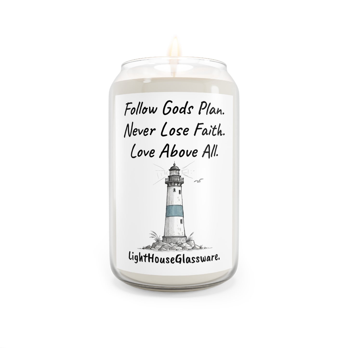 13.75oz Soy Candle - "Follow God’s Plan. Never Lose Faith. Love Above All."