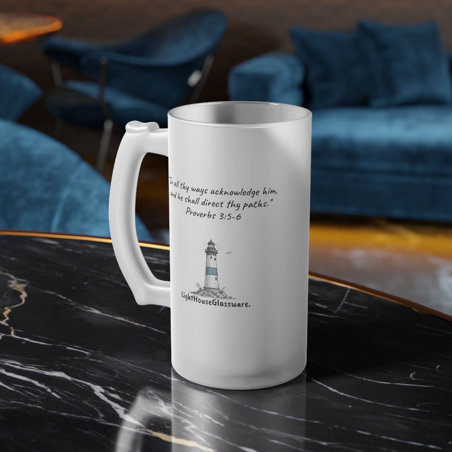 Frosted Glass Mug - "Trust in the LORD with all your heart" Proverbs 3:5-6 (KJV)