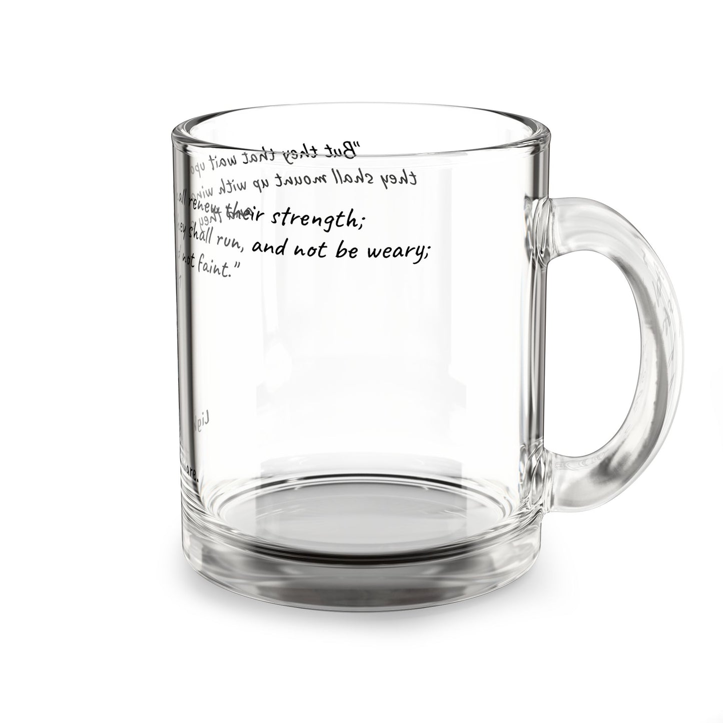 10oz Glass Mug - "But they that wait" (Isaiah 40:31) (KJV)