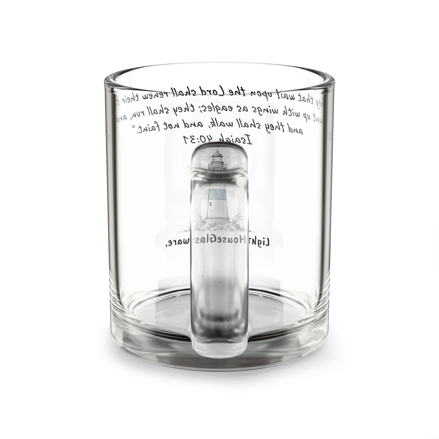 10oz Glass Mug - "But they that wait" (Isaiah 40:31) (KJV)