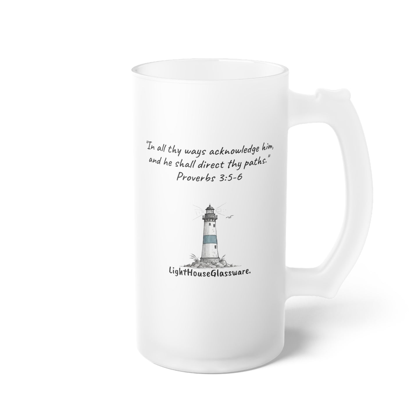 Frosted Glass Mug - "Trust in the LORD with all your heart" Proverbs 3:5-6 (KJV)
