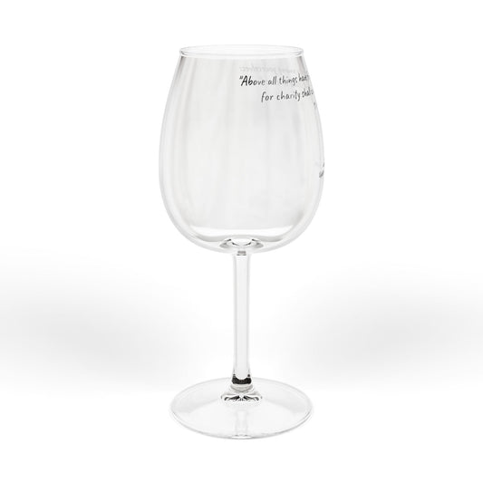 12oz Stemmed Glass - "Charity shall cover the multitude of sins." 1 Peter 4:8 (KJV)