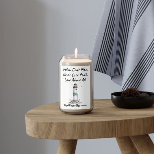 13.75oz Soy Candle - "Follow God’s Plan. Never Lose Faith. Love Above All."