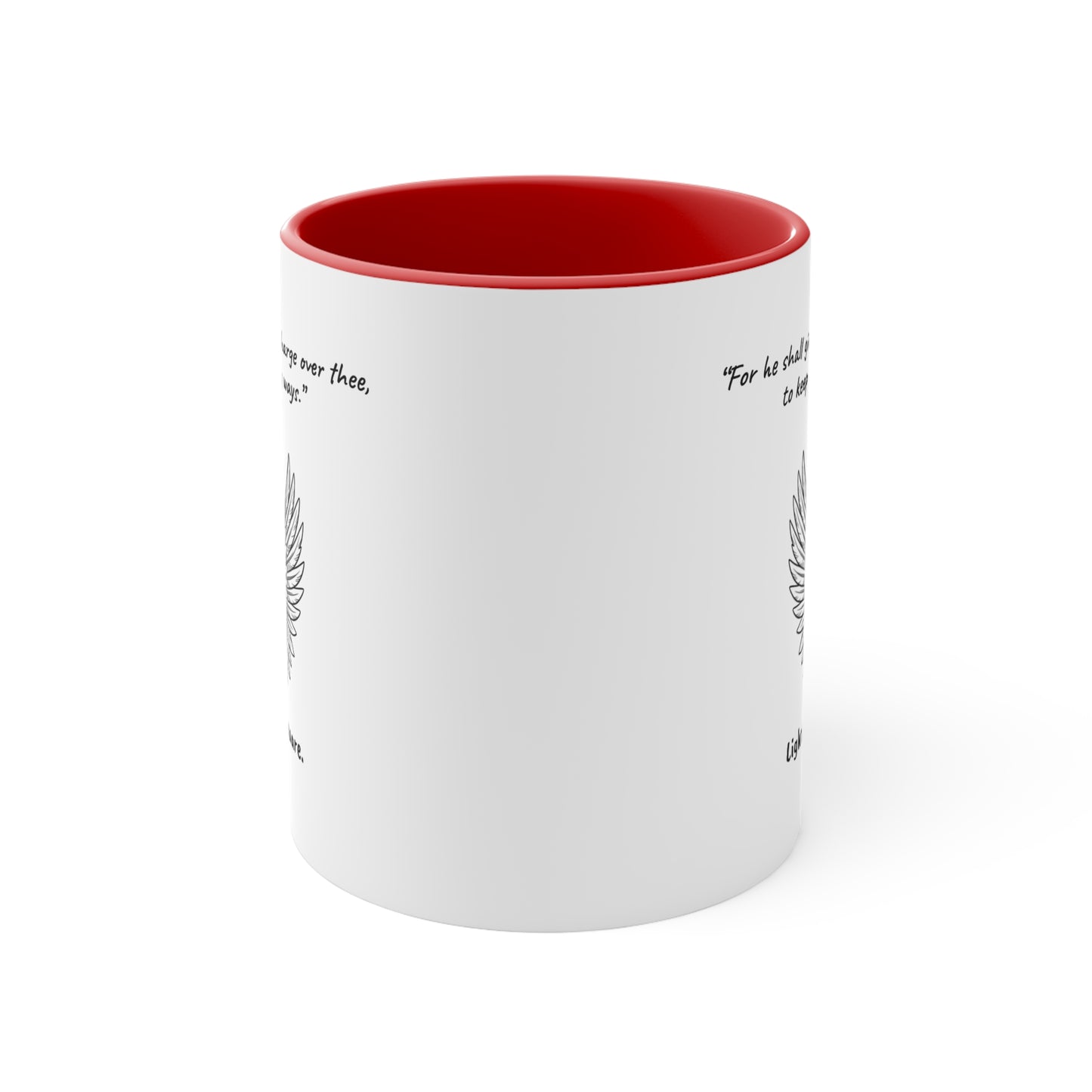 Angel Wings Accent Mug - “For he shall give his angels charge over thee, to keep thee in all thy ways.” Psalm 91:11 (KJV)